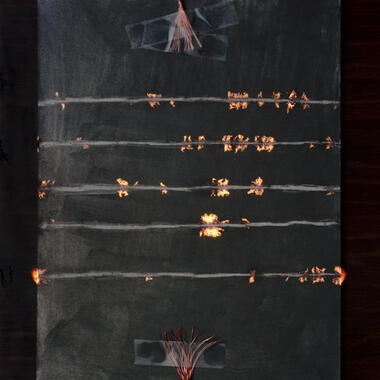 David Goldes, electrified graphite and five erasure lines, 2011
