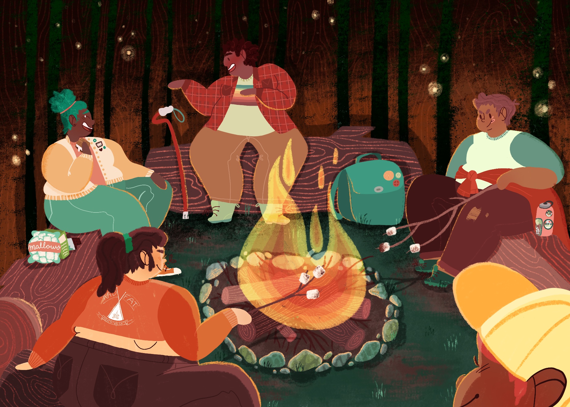 Bonfire illustration by Shelby Bergen