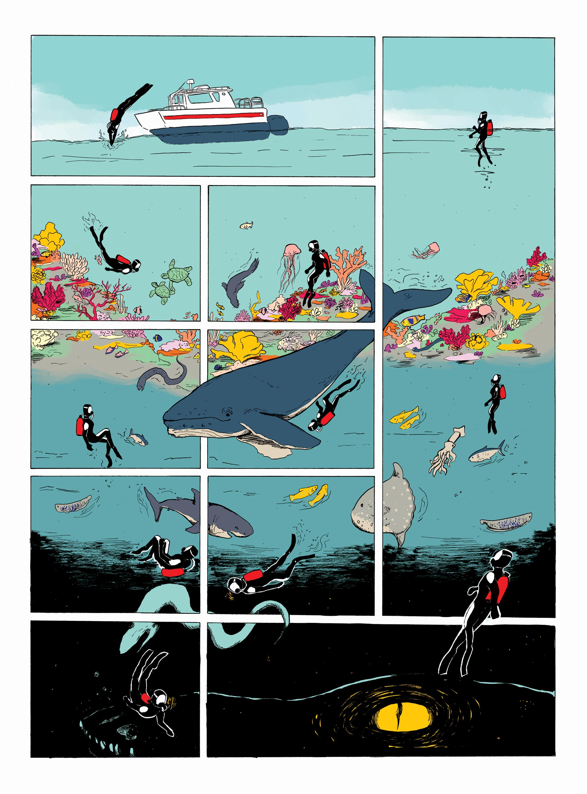 Sunday comic about ocean life by Amanda Schroeder.