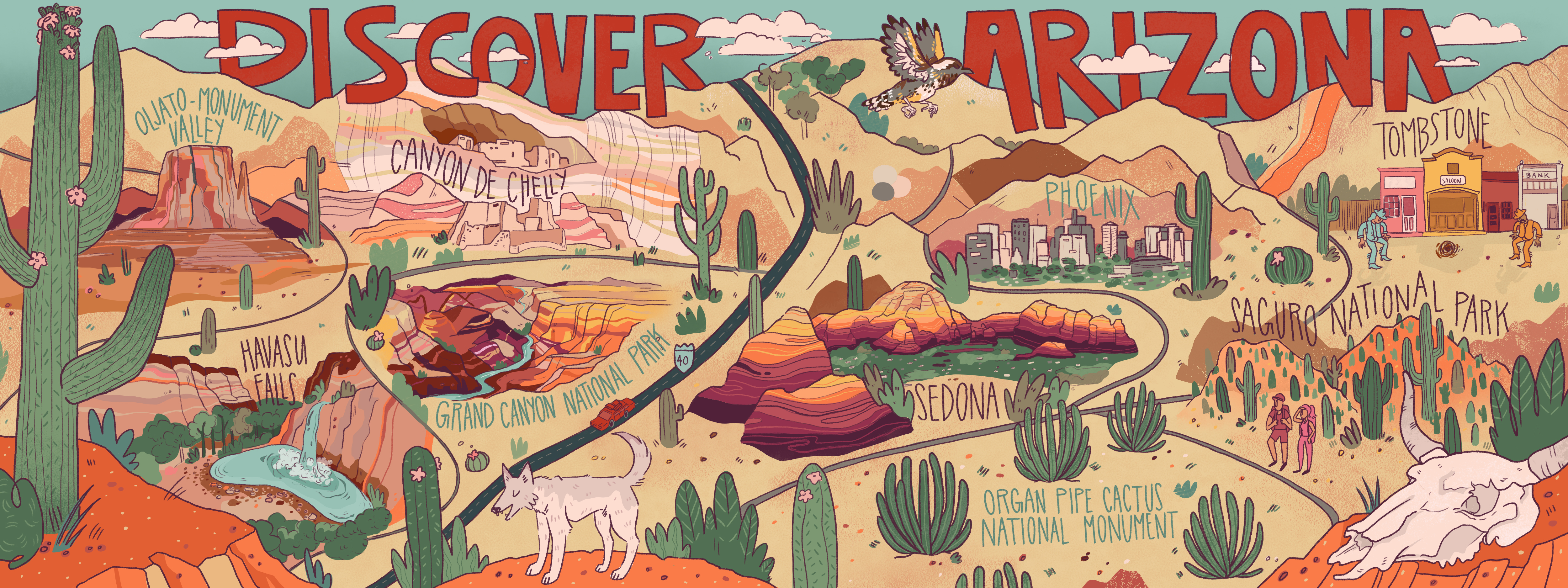 Illustrated map of Arizona