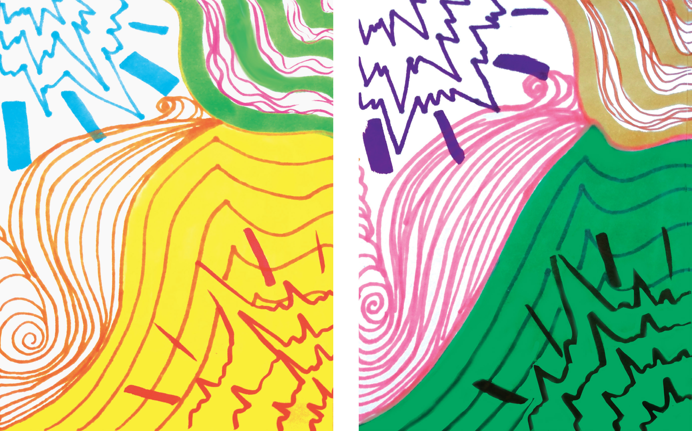 Abstract, colorful diptych by Kiera Joseph.