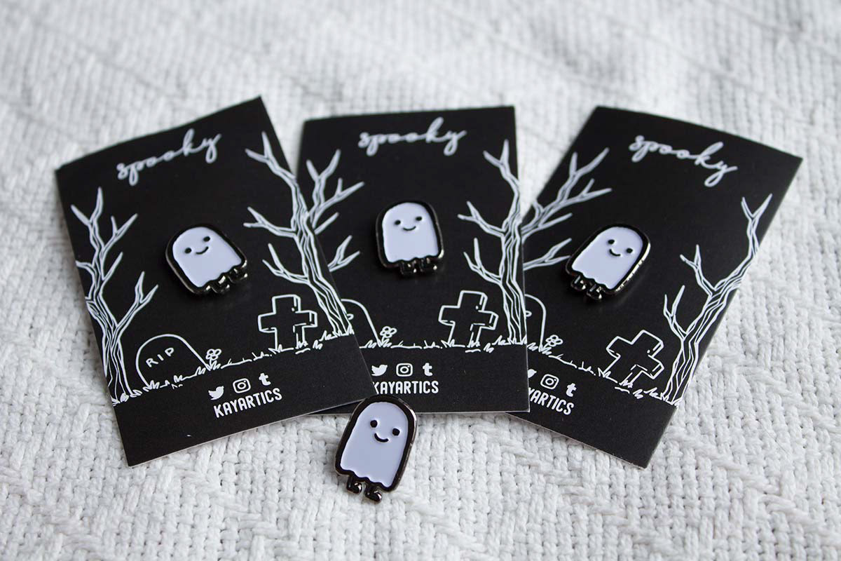 Enamel ghost pin by Kay Rossbach