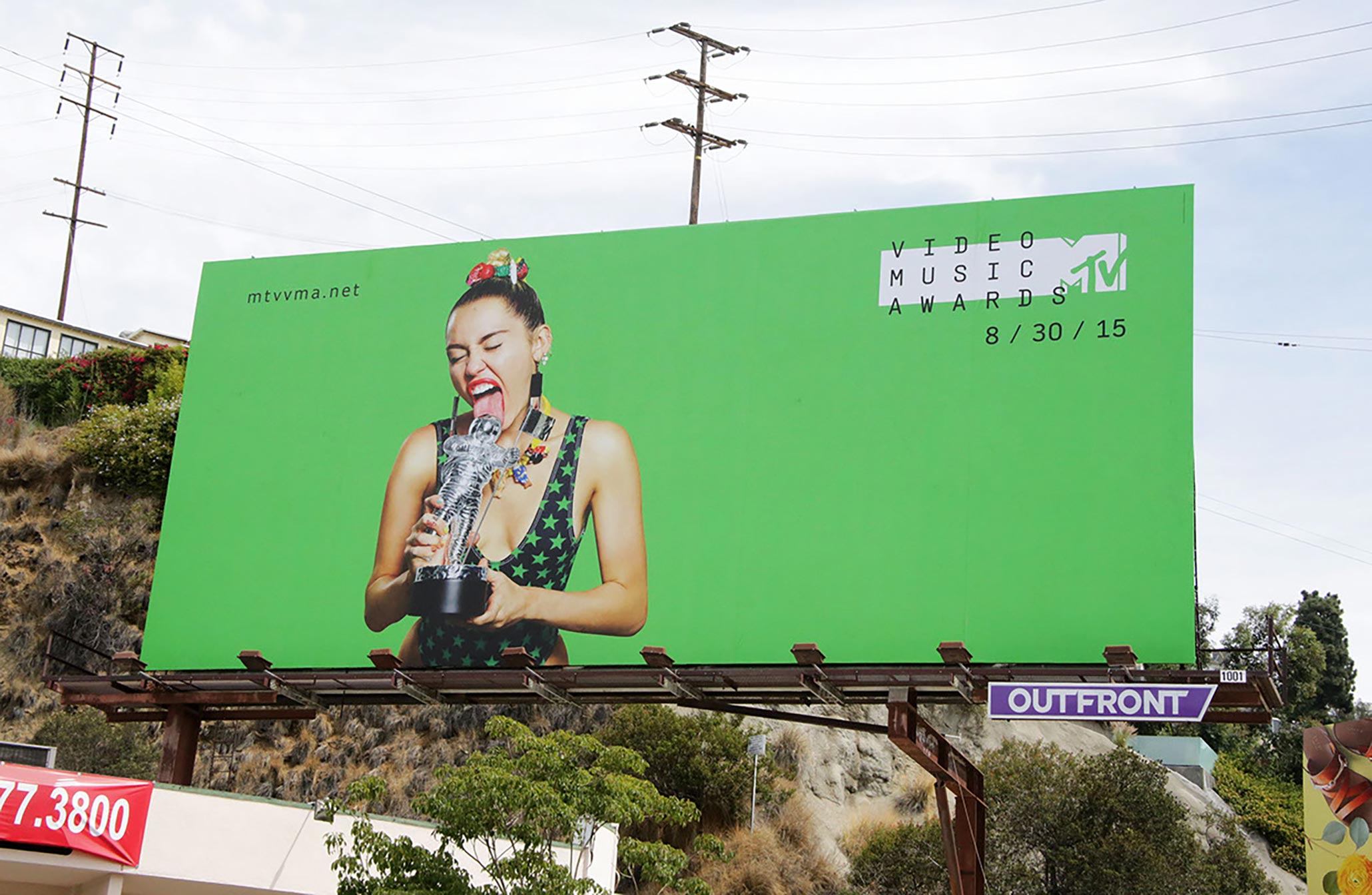 MTV billboard of Miley Cyrus designed by Norah Stone