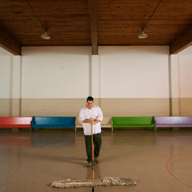 Kjellgren Alkire, Drymopping the Gymnasium, 2014. Photo by Micah Taylor