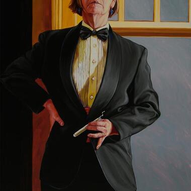 Patricia Olson, Self-Portrait at 60 (after Beckmann), 2011, oil on panel.