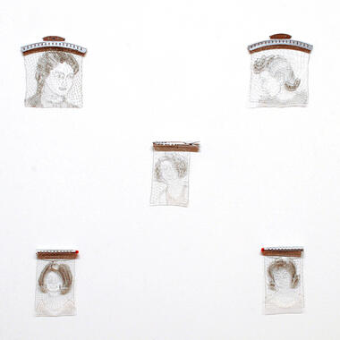 Karen Searle, Family Hair, 2010-2011, needle lace, wire, and found objects Dimensions: varying
