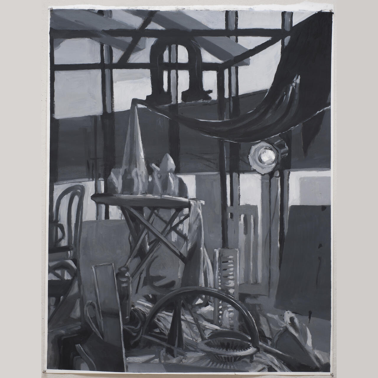 Greyscale painting of still life