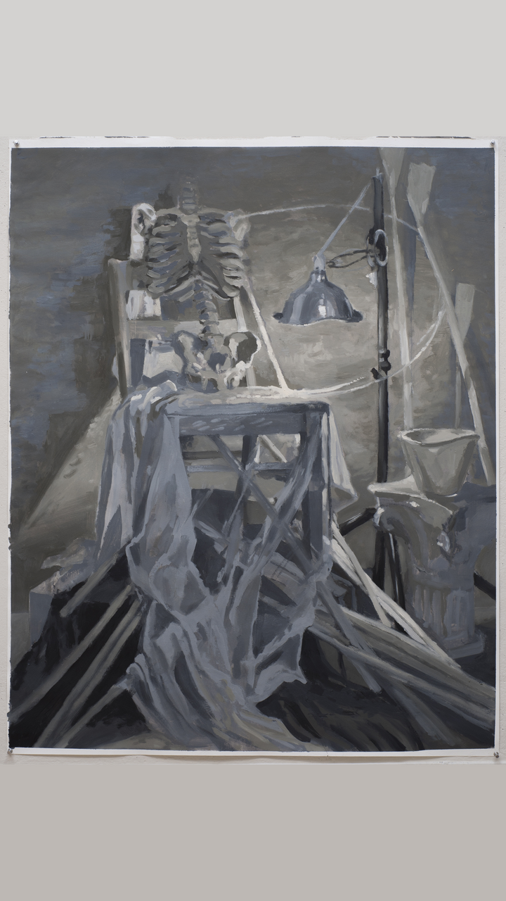Greyscale painting of still life