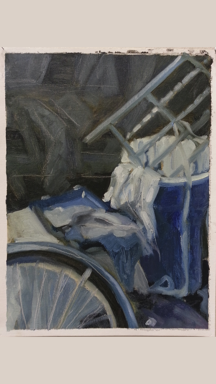 Still life painting oil on paper