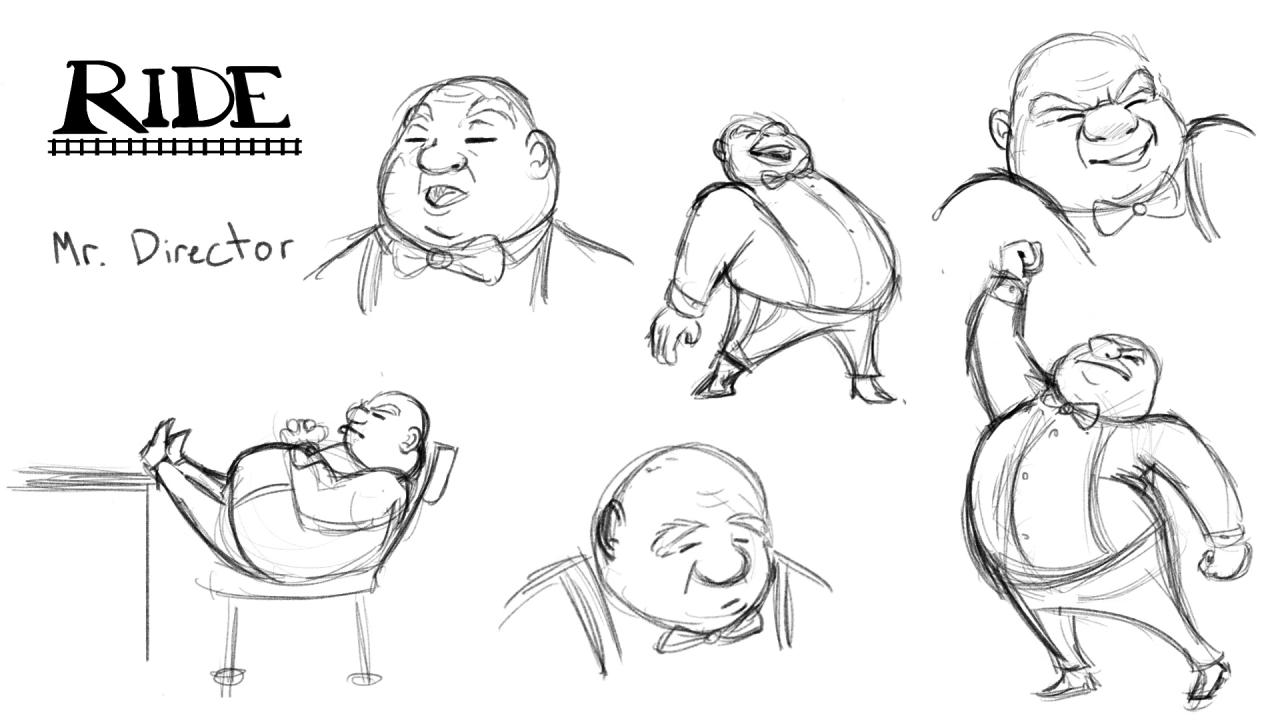 Character design sheet for story called "Ride." (Mr. Director)