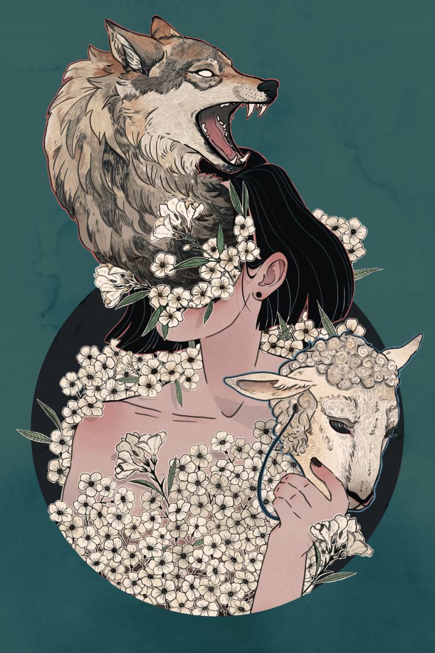 "A Wolf in Sheep's Clothing" illustration by Hayleigh Johnson