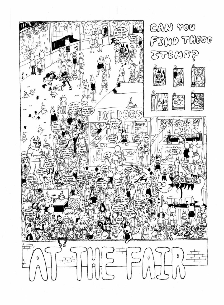 "At the Fair" comic style page by Logan Beecher.