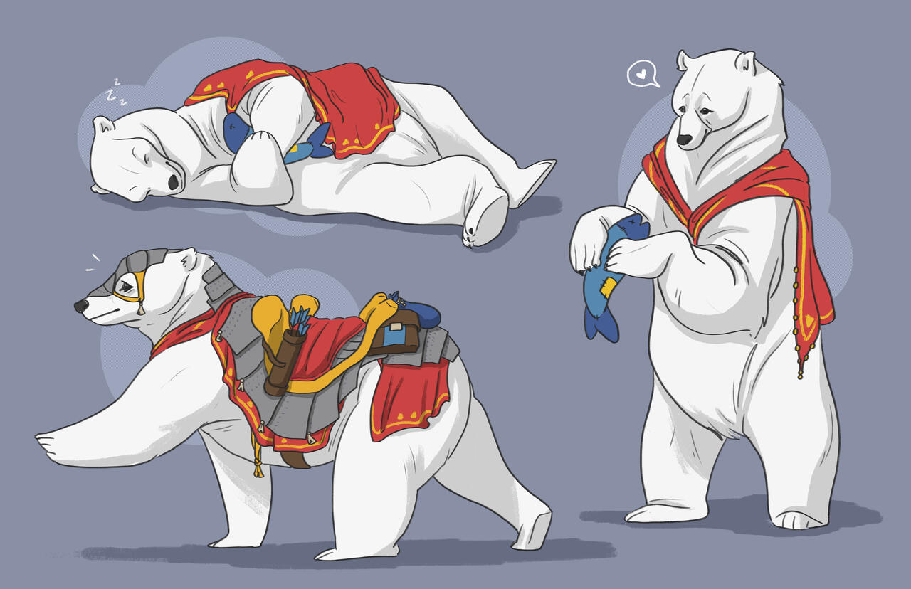 Polar bear character design by Kenzie Lindow
