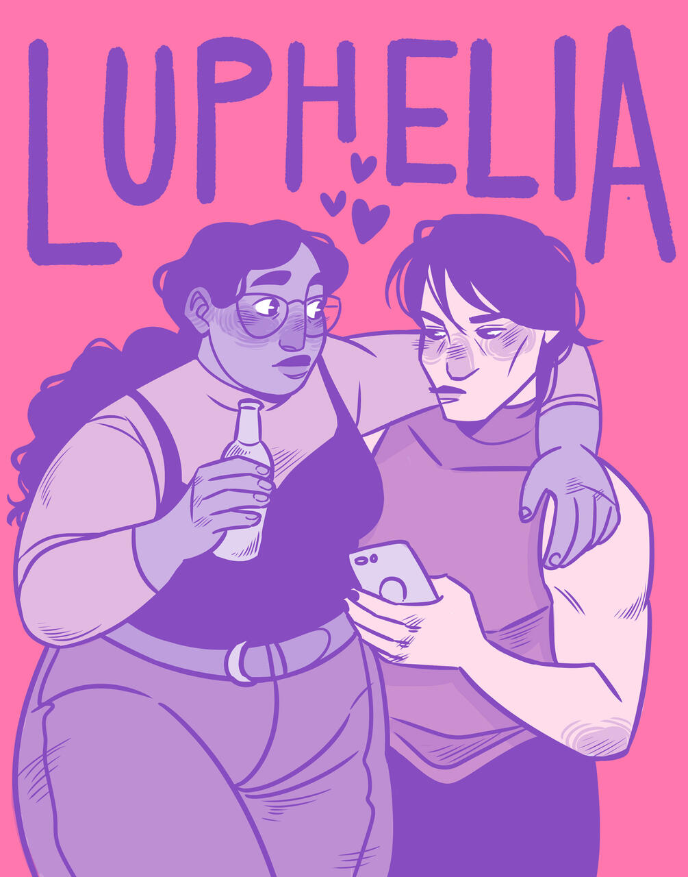 Luphelia, an illustration of two people with their arms around each other