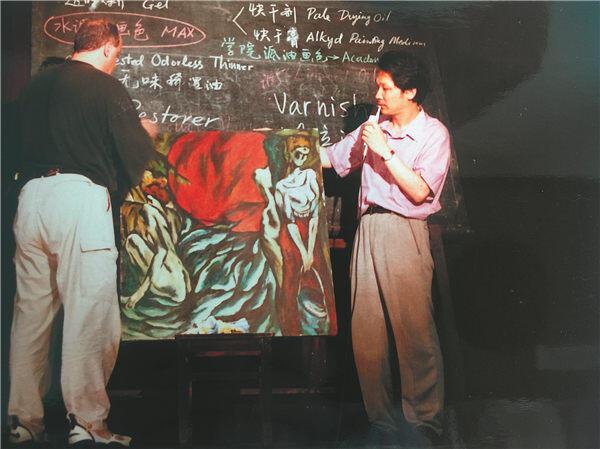 Ren and Morgan giving a lecture at the Sichuan Fine Arts Institute in 1997
