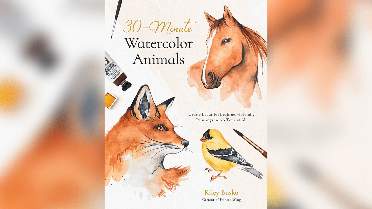 An image of a book with various watercolor painted animals on it.