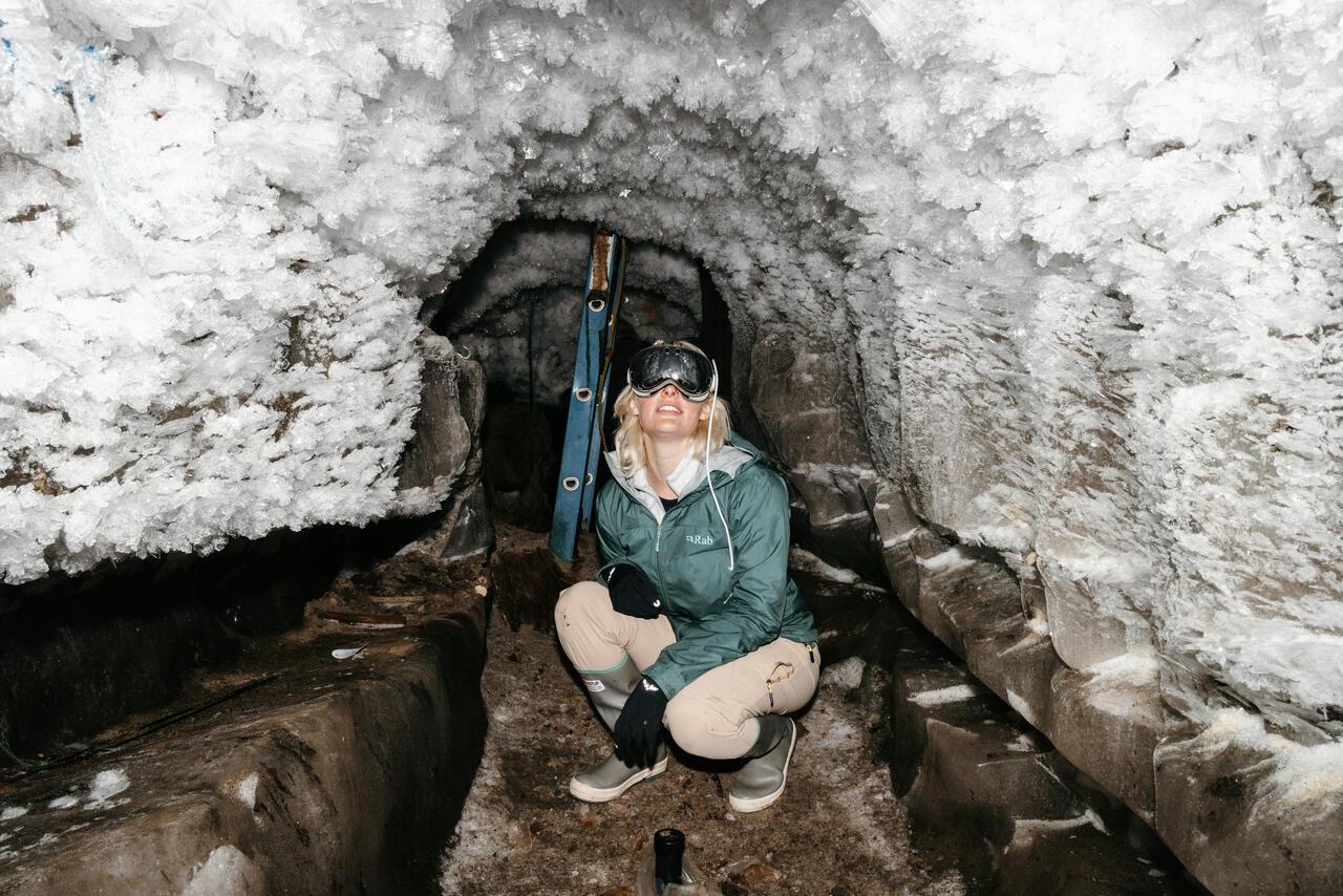 alumni leggett in ice tunnel