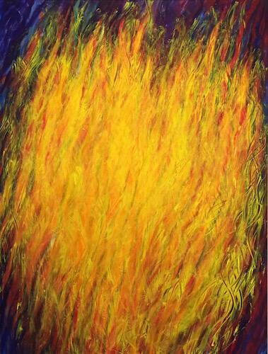 Marcia Soderman, Fire Distillation No. 9, 2014, acrylic on canvas, 48 in. x 36 in.