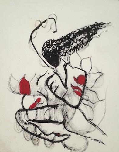 Ellen Schillace, Woman on Fire, 2000-05, ink on paper, 33 in. x 39 in.