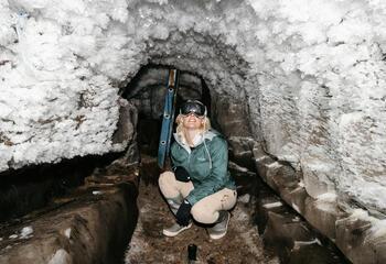 alumni leggett in ice tunnel